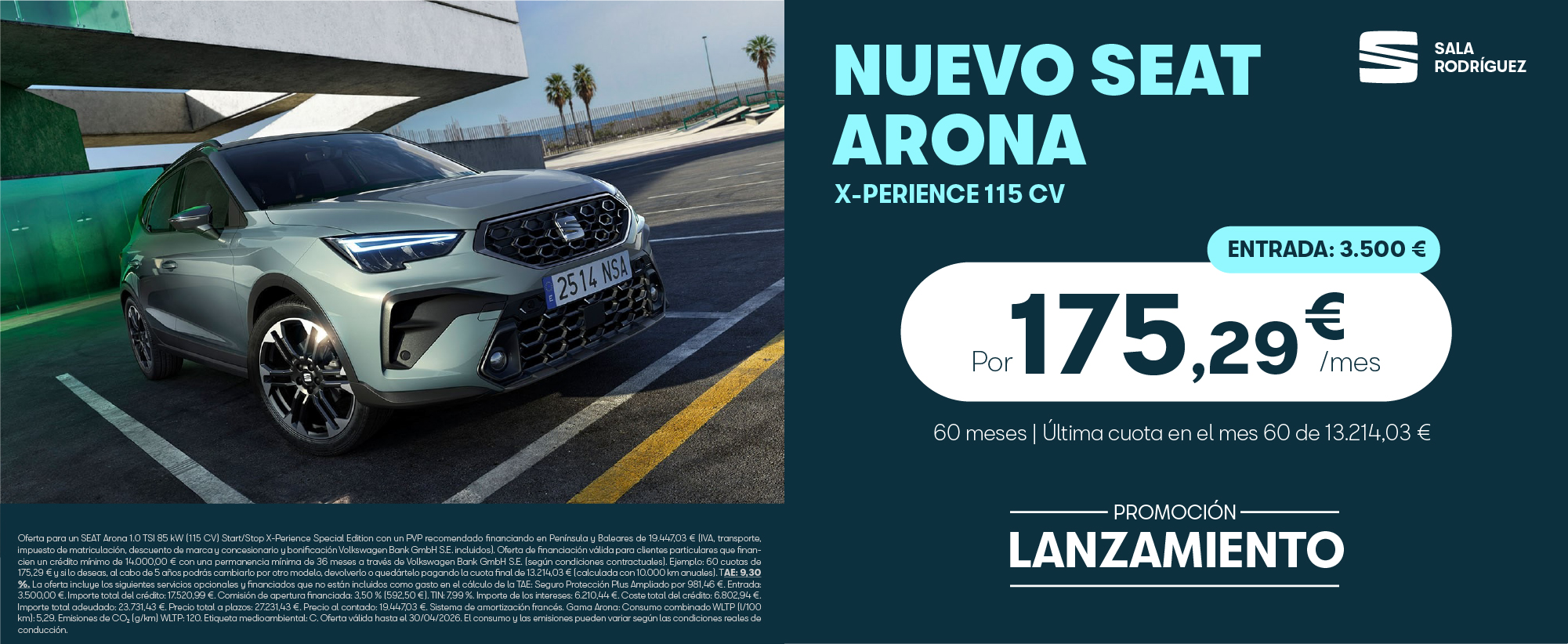 ¡Promoción lanzamiento! Nuevo SEAT Arona por 175€/mes*